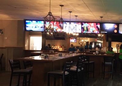 Bar Interior With Lighting Fixtures And TVs