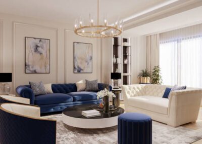 Elegant Blue and Cream Living Room Decor